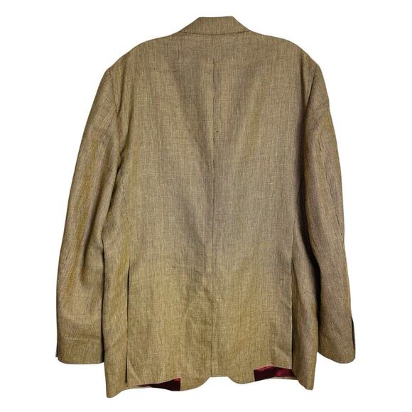 Joseph Turner Wool Linen Blazer Mens 44L Brown Tweed Surgeon Cuffs Portugal FLAW - Picture 3 of 14